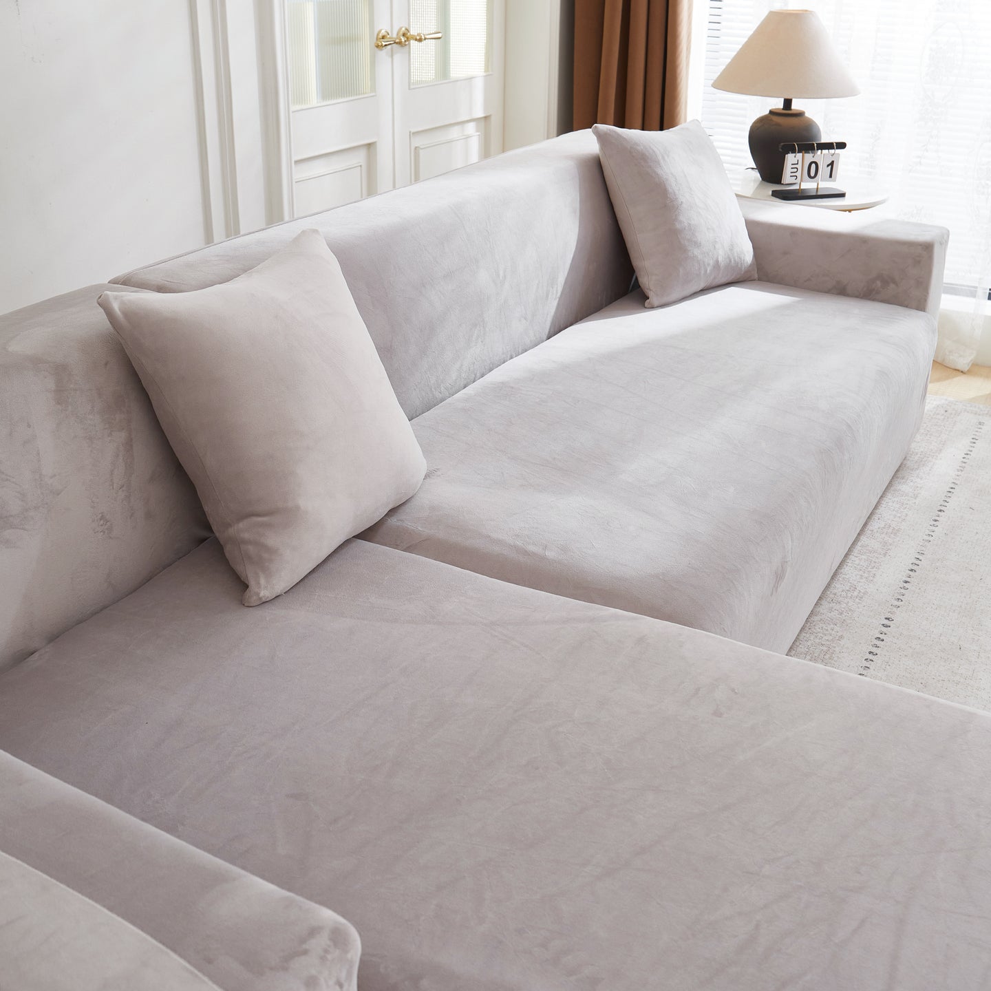 Copridivano In Ciniglia Con Frange - Universale 180x380 Cm, Blu, Lavabile, Per Divano, Letto O Uso Esterno